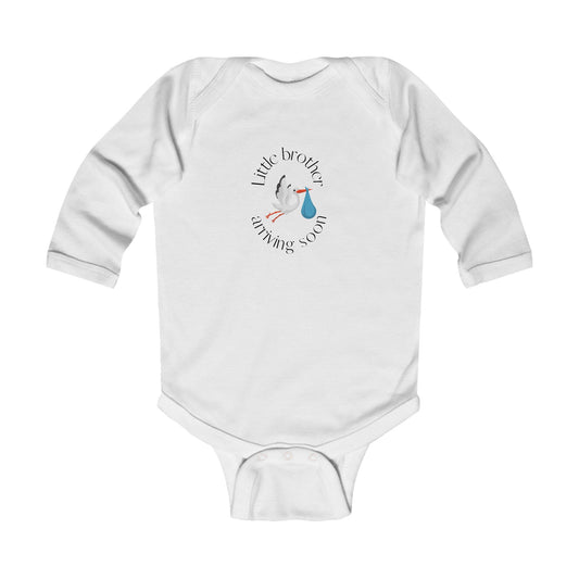 Little Brother Arriving Soon Baby Long Sleeve One-piece