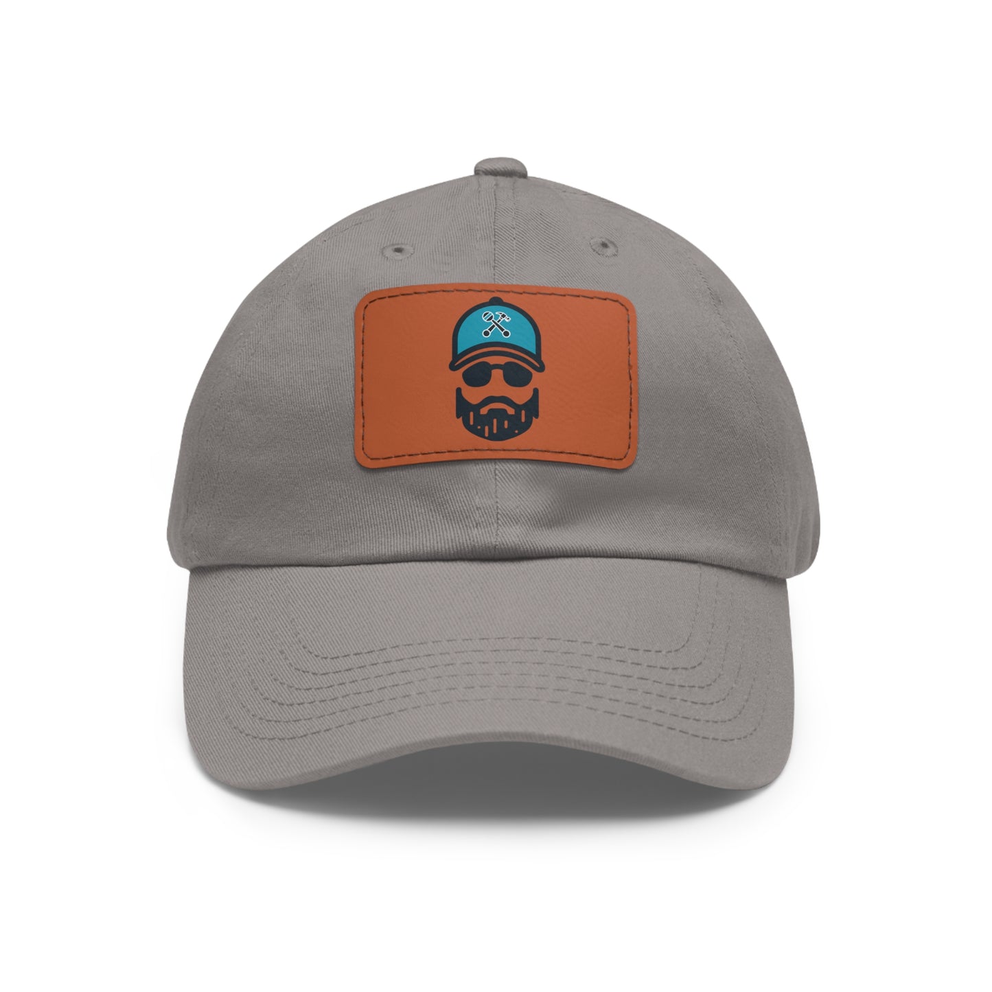 The Dada Leather Patch Dad Hat Grey Light Brown Hats