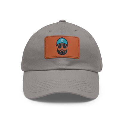 The Dada Leather Patch Dad Hat Grey Light Brown Hats