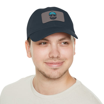 The Dada Leather Patch Dad Hat Grey Light Brown Hats