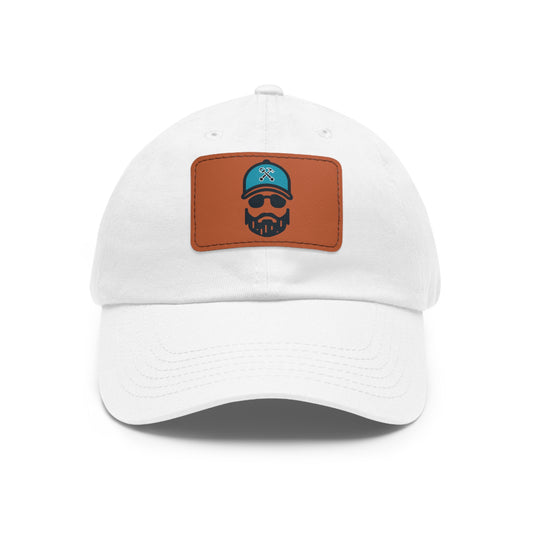 The Dada Leather Patch Dad Hat White Light Brown Patch Hats
