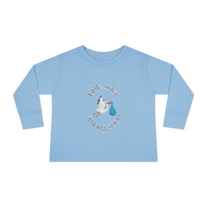Little Sister Arriving Soon Toddler Long Sleeve Tee