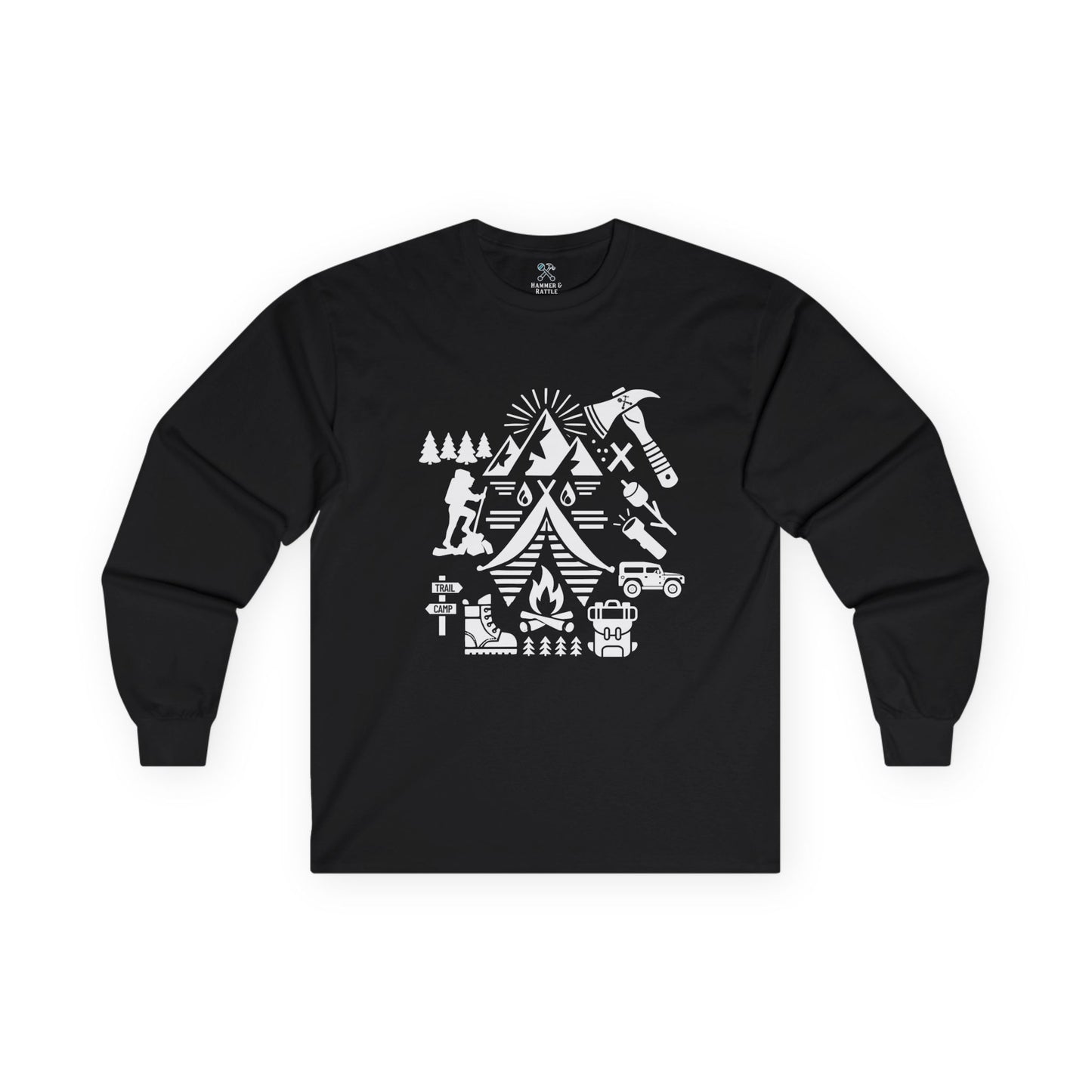 High Contrast Camping Scene Long Sleeve Tee