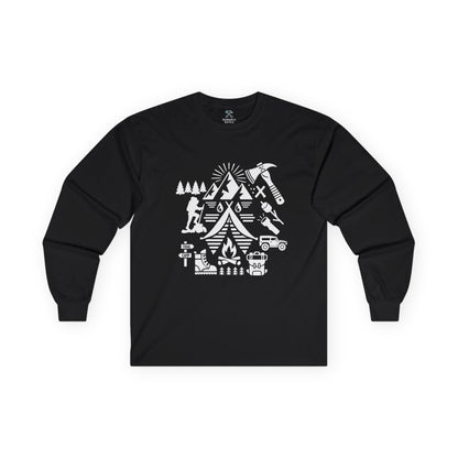 High Contrast Camping Scene Long Sleeve Tee