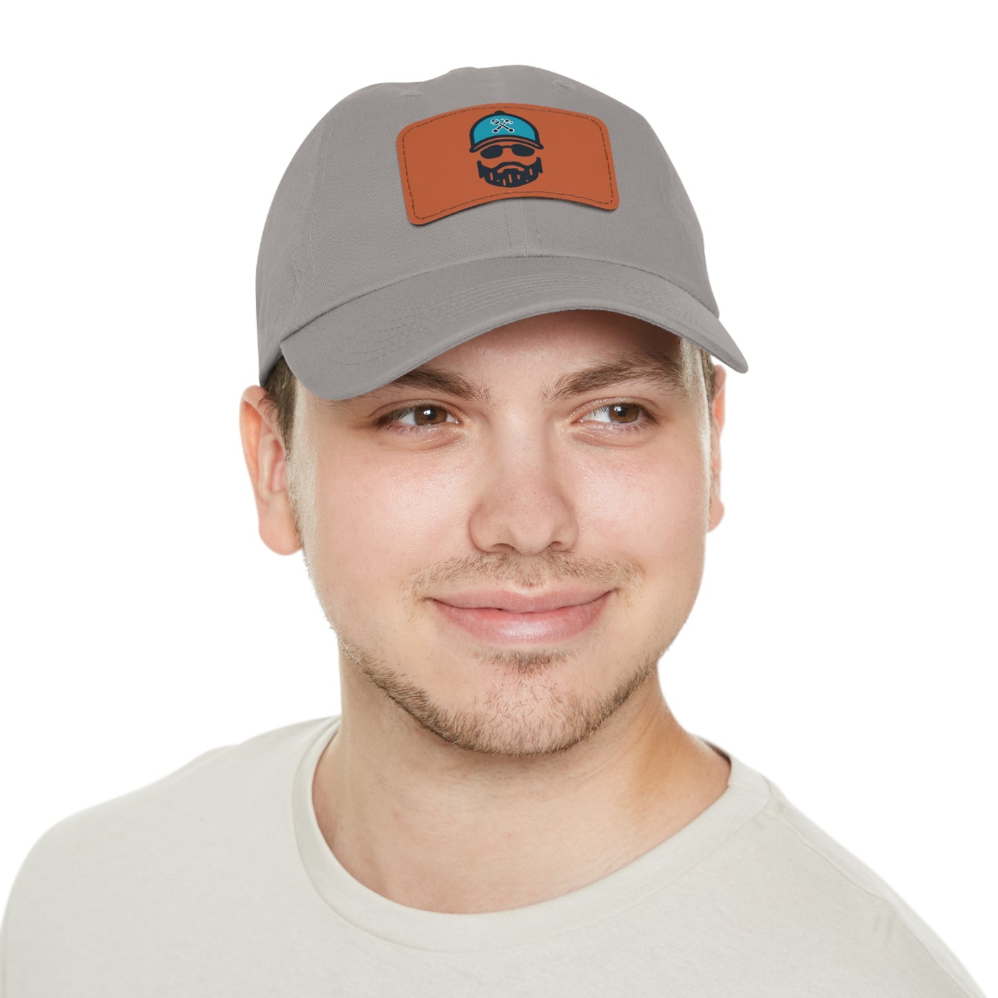 The Dada Leather Patch Dad Hat Grey Grey patch Hats