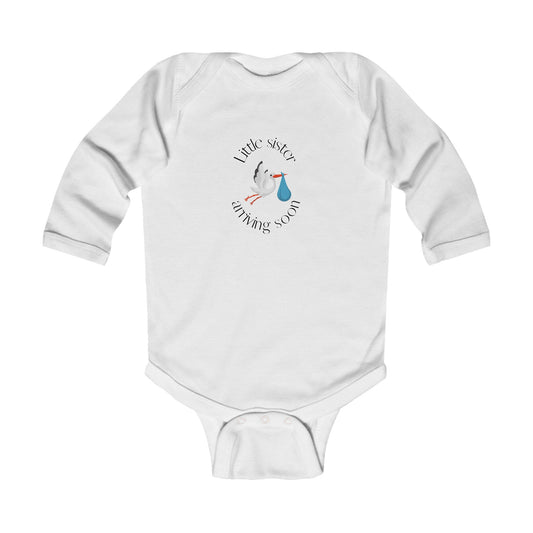 Baby Sister Arriving Soon Long Sleeve One-piece