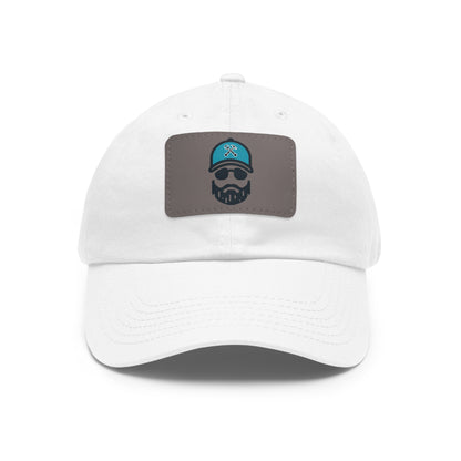 The Dada Leather Patch Dad Hat White Grey Patch Hats
