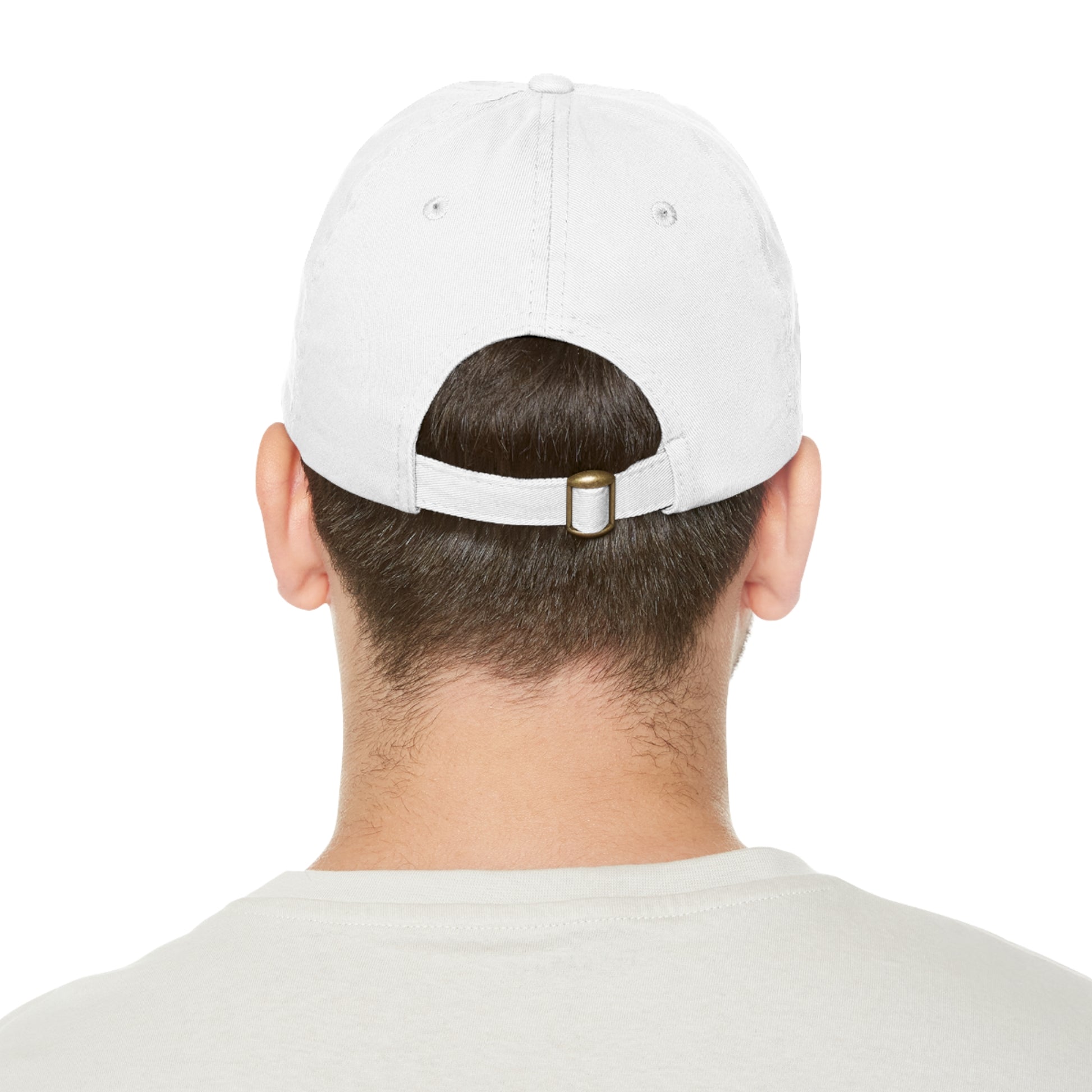 The Dada Leather Patch Dad Hat White Grey Patch Hats