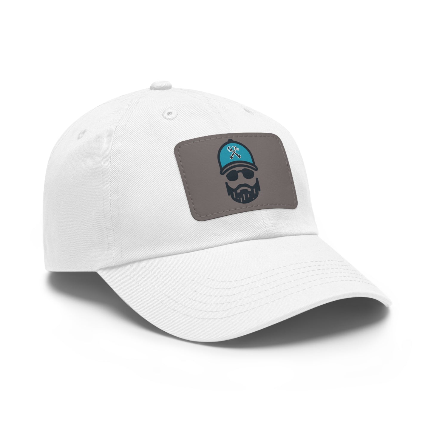 The Dada Leather Patch Dad Hat White Light Brown Patch Hats