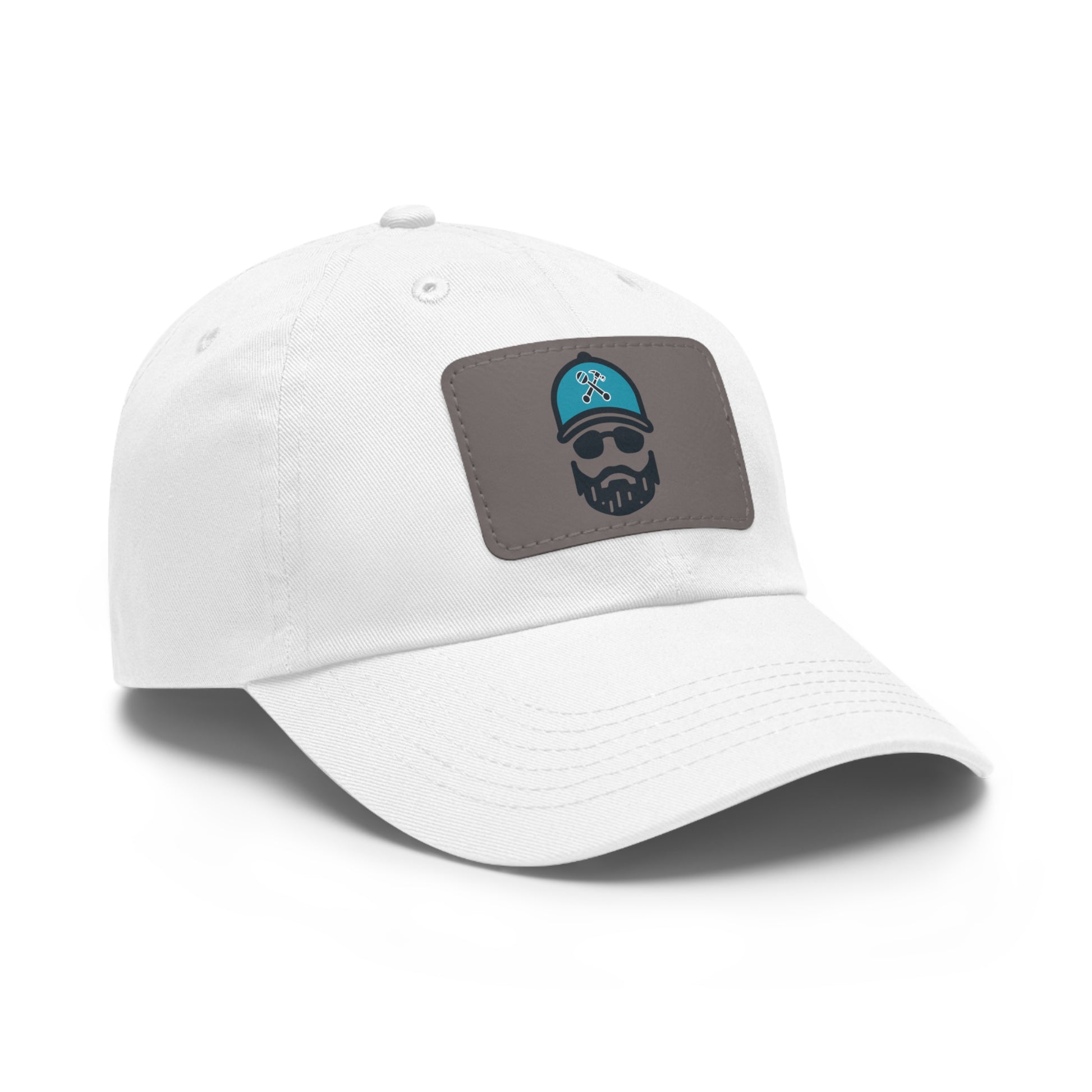 The Dada Leather Patch Dad Hat White Light Brown Patch Hats