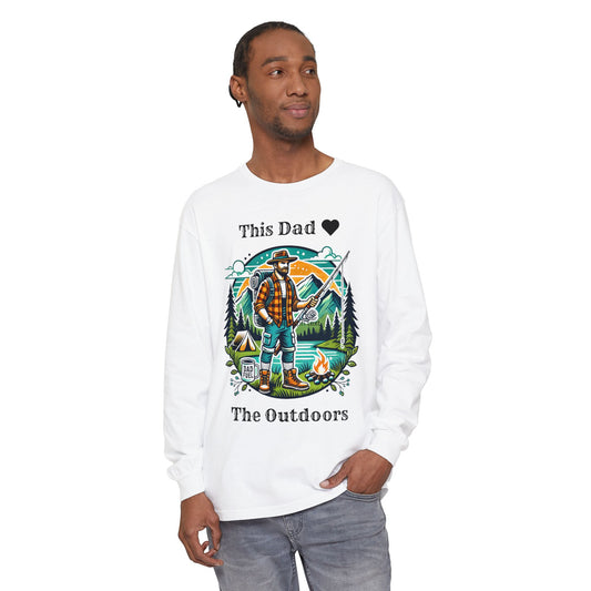 Outdoors Dad Long Sleeve Tee White Long-sleeve