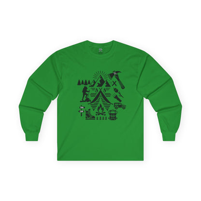 High Contrast Camping Scene Long Sleeve Tee
