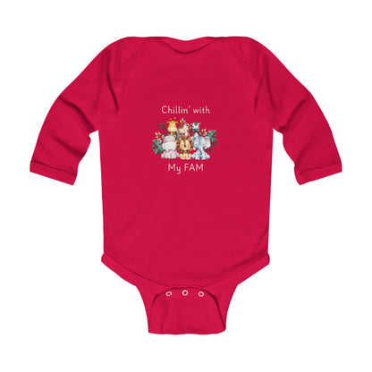 Chillin with My Fam Baby Long Sleeve One-piece