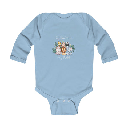 Chillin with My Fam Baby Long Sleeve One-piece