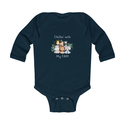 Chillin with My Fam Baby Long Sleeve One-piece