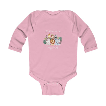 Chillin with My Fam Baby Long Sleeve One-piece