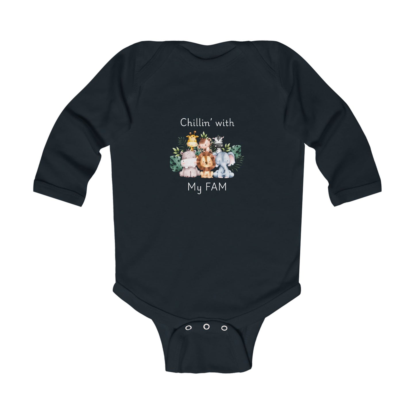 Chillin with My Fam Baby Long Sleeve One-piece