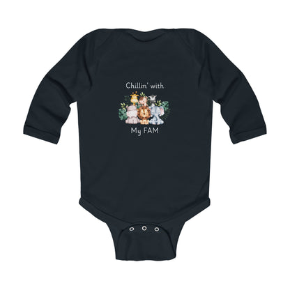 Chillin with My Fam Baby Long Sleeve One-piece
