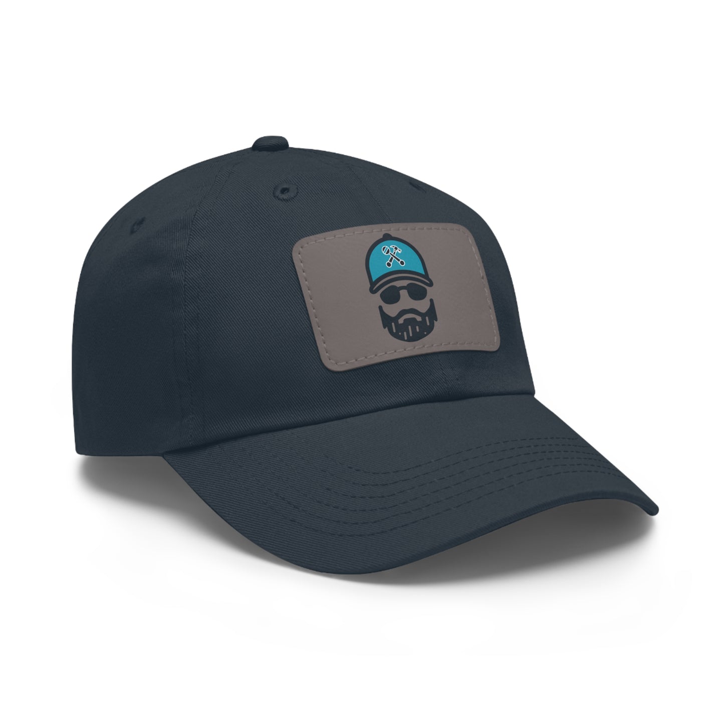 The Dada Leather Patch Dad Hat Grey Light Brown Hats