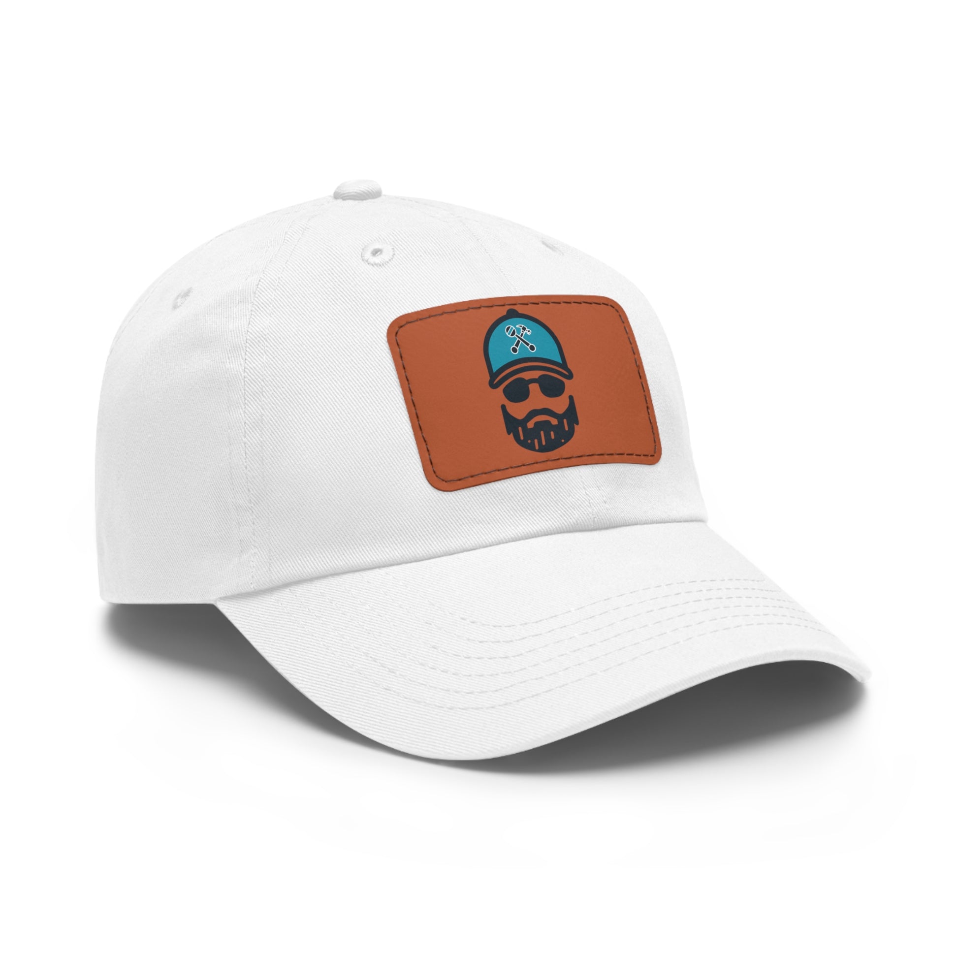 The Dada Leather Patch Dad Hat White Light Brown Patch Hats