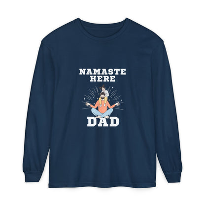 Namaste Here Dad Long Sleeve Tee True Navy Long-sleeve