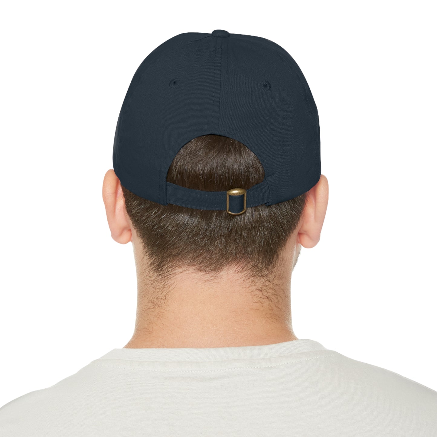 The Dada Leather Patch Dad Hat Navy Grey Patch Hats