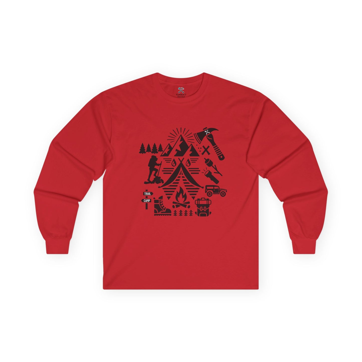 High Contrast Camping Scene Long Sleeve Tee