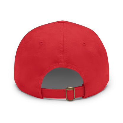 The Dada Leather Patch Dad Hat Red Grey Patch Hats