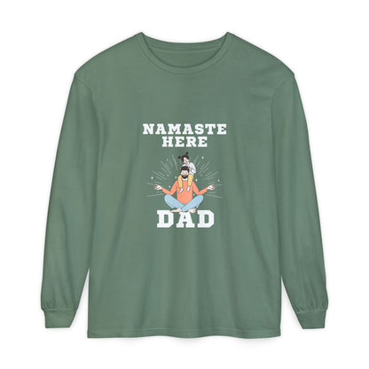 Namaste Here Dad Long Sleeve Tee Light Green Long-sleeve