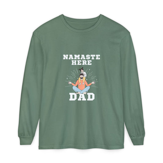 Namaste Here Dad Long Sleeve Tee Light Green Long-sleeve