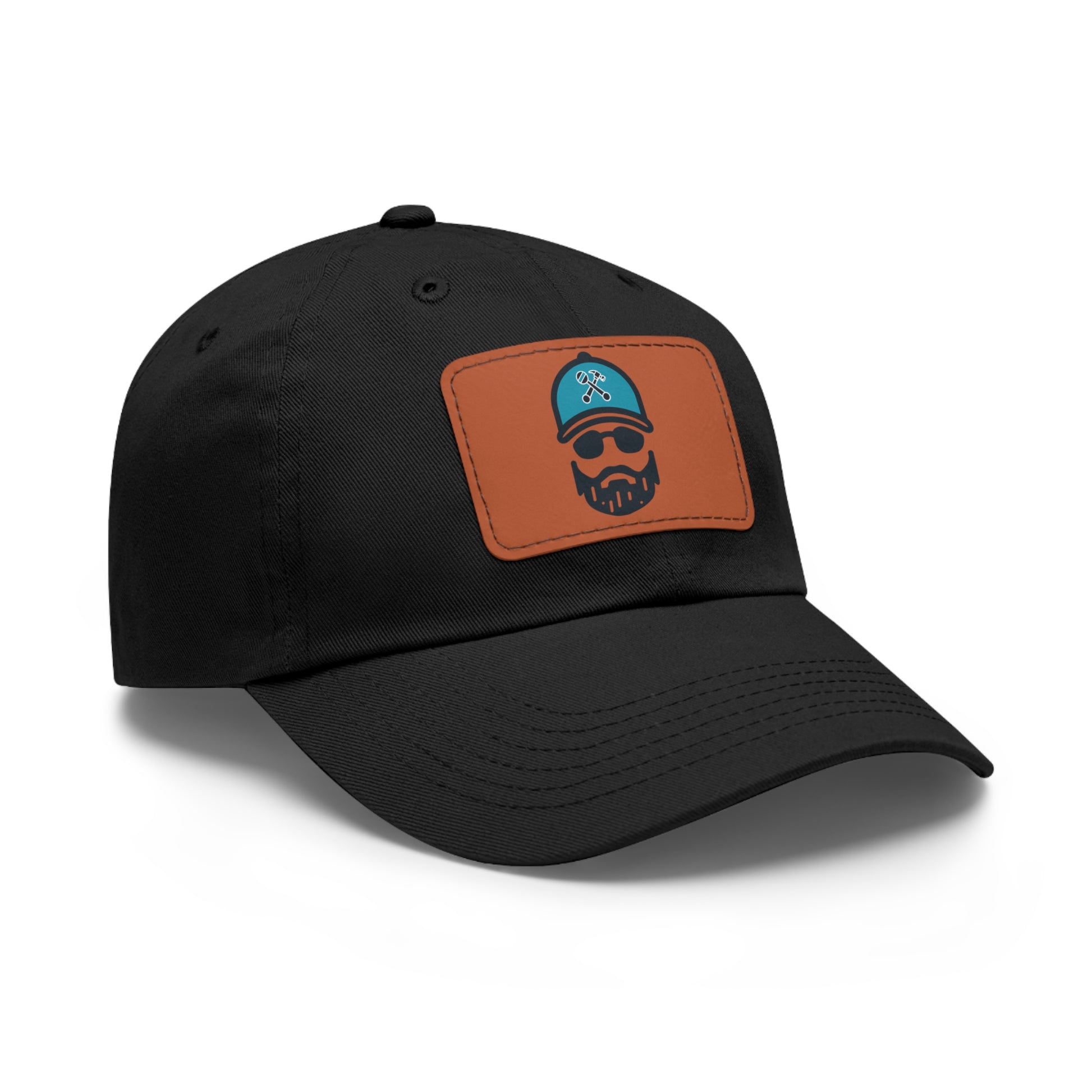 The Dada Leather Patch Dad Hat Black Grey patch Hats