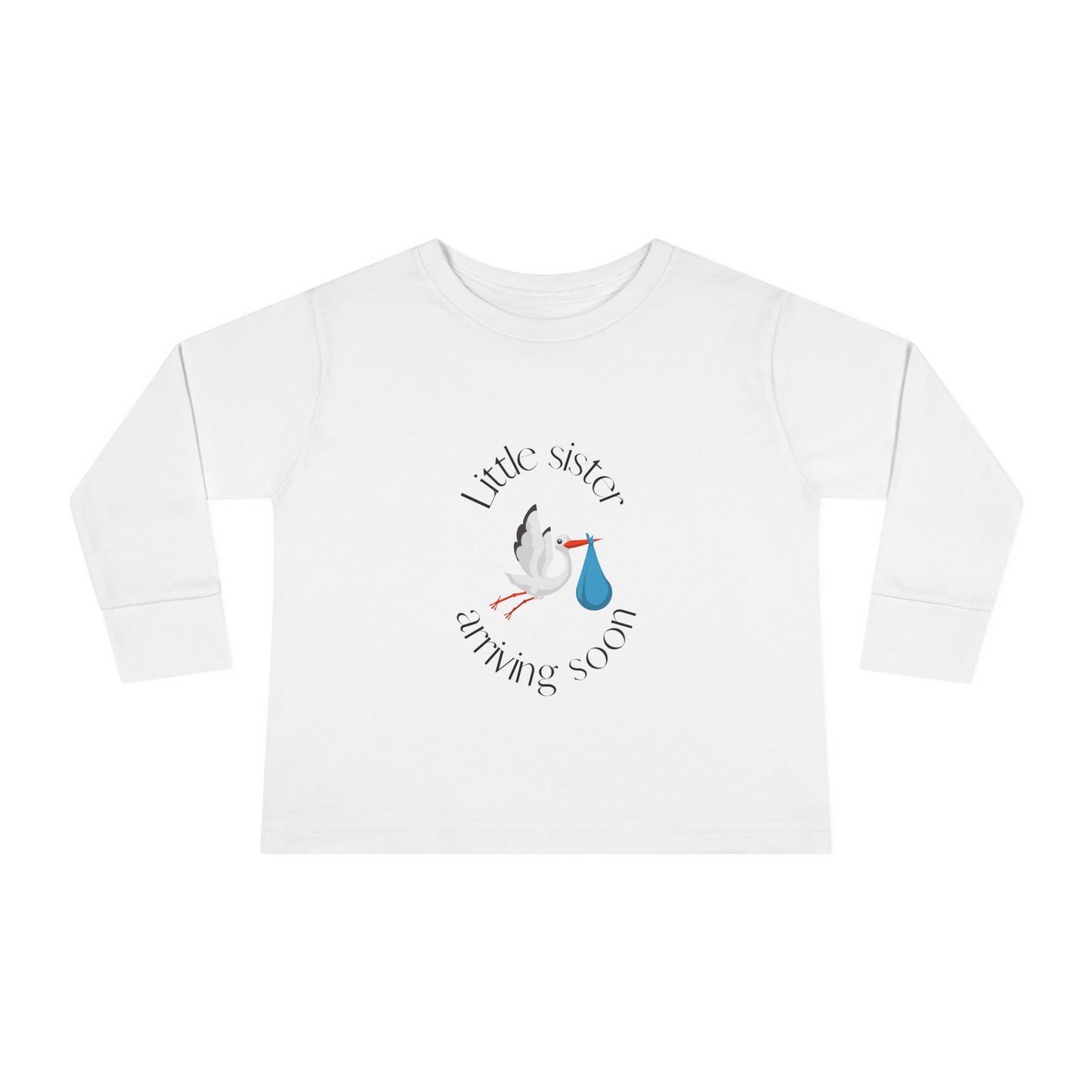 Little Sister Arriving Soon Toddler Long Sleeve Tee