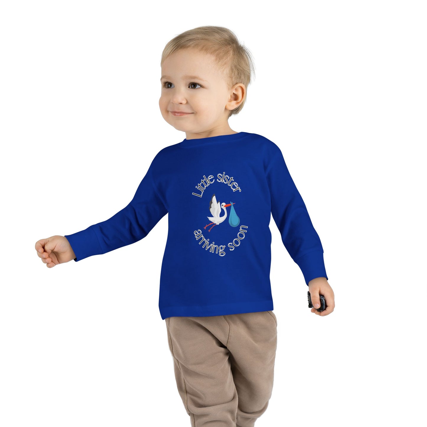 Little Sister Arriving Soon Toddler Long Sleeve Tee